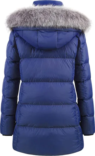 Vista 2 de CREATMO US Chaqueta de nieve de invierno para mujer, abrigo largo acolchado de piel sintética extraíble