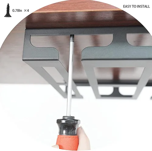 Vista 5 de Soporte para copas de vino – Perchas debajo del estante del gabinete, soporte para copas de vino, soporte de almacenamiento de vasos, organizador