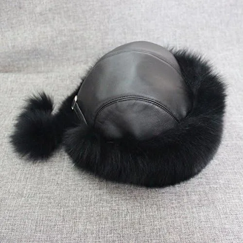 Vista 6 de Gegefur Sombreros de piel de zorro real para mujer, cálidos para invierno