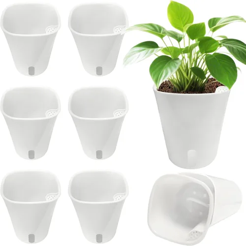 Vista 8 de Macetas de riego automático de 3 pulgadas, 10 juegos de macetas para plantas de interior con indicador de nivel de agua y múltiples rejillas