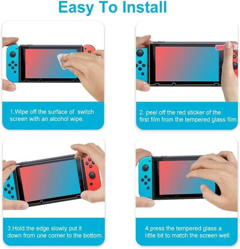 Vista 7 de SEVENTHGO Paquete de 2 protectores de pantalla de vidrio para Nintendo Switch, protectores de pantalla de vidrio templado para Switch, protector
