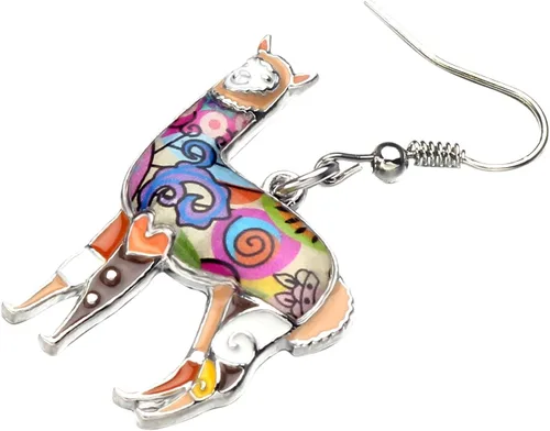 Vista 4 de NEWEI Pendientes de alpaca de aleación esmaltada de América del Sur, colgantes de moda, joyería única de animales para mujeres y niñas, Metal, Sin