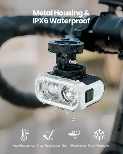 Vista 6 de Magicshine HORI1300S - Faro delantero para bicicleta, compatible con Garmin/Wahoo, 1300 lúmenes, luz delantera de haz alto y bajo, USB-C recargable