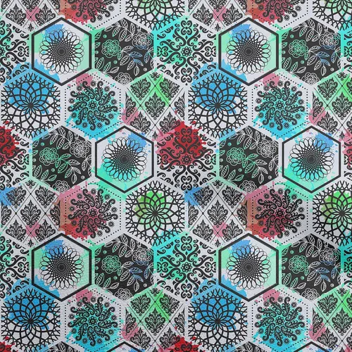 Vista 7 de oneOone Cotton Flex Dark Blue Fabric Floral DIY Clothing Quilting Fabric Print Fabric By Yard 40 Inch Wide-2H Azul Oscuro