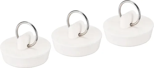 Vista 8 de uxcell Tapón de goma para fregadero, tapón de drenaje blanco para drenaje de 1 a 1-1/16 pulgadas con anillo para colgar para tina, cocina y baño, 3