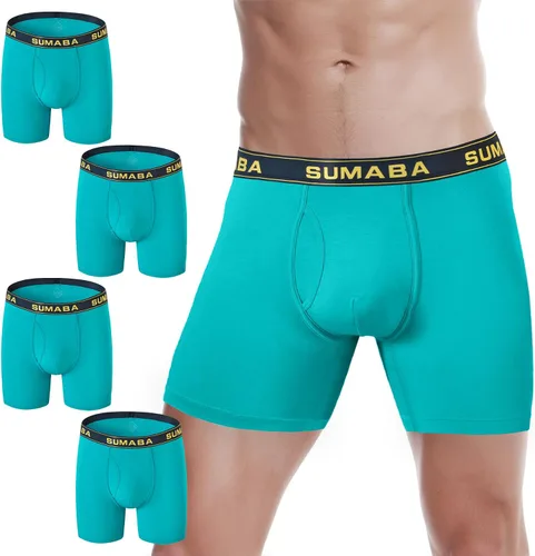 Vista 26 de SUMABA Calzoncillos tipo bóxer de pierna larga para hombre, con bolsa que no se suben para hombre 1 paquete: verde militar02