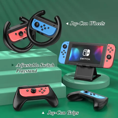Vista 4 de Mooroer 27 in 1 Switch Accessories Bundle Compatible with Nintendo Switch, Accessories Kit with Carrying Case, Screen Protector, Charging Dock