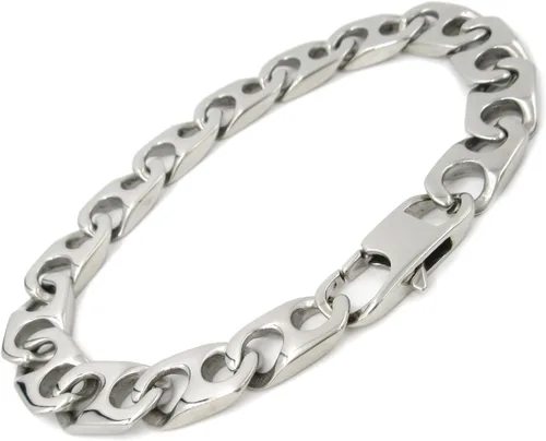 Vista 2 de Pulsera plana de acero inoxidable para hombre, 0.394 in, 8,2 pulgadas, Acero inoxidable, Sin gemas.