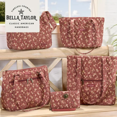 Vista 6 de Bella Taylor Bolsa de almuerzo acolchada de algodón para mujer, apta para alimentos, con forro de PEVA fácil de limpiar, diseño floral burdeos