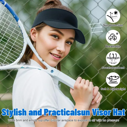 Vista 2 de Sukeen Visera elástica refrescante de tamaño libre con protección UV, visera pico para golf, tenis, ciclismo, correr