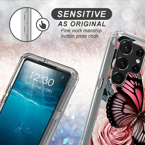 Vista 7 de Funda para Samsung Galaxy S23 Ultra Galaxy S23 Ultra Clear Case Dual Layer Transparente Soft TPU Hard PC Funda a prueba de golpes
