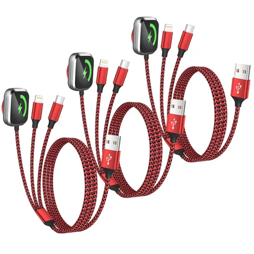 Vista 12 de Cruise Essentials Cable de Carga 4 en 2 para Cargador Apple iWatch/iPhone 17/Lightning/Micro, Cable Cord de Carga Múltiple de Viaje Compatible
