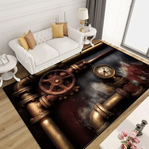 Vista 8 de Alfombra lavable vintage steampunk de 4 x 5.3 pulgadas, alfombra de pelo bajo, antideslizante, no desprende pelusa, alfombra de interior para sala