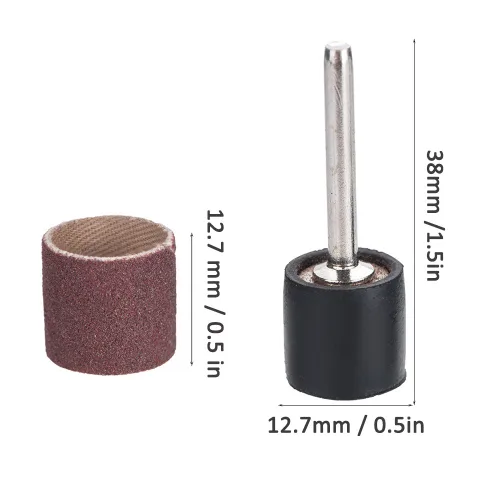 Vista 5 de Health Gear - Juego de lijadora de tambor de 102 piezas, mini anillos de arena, 90 fundas de lija y 12 mandriles de tambor de arena para herramienta
