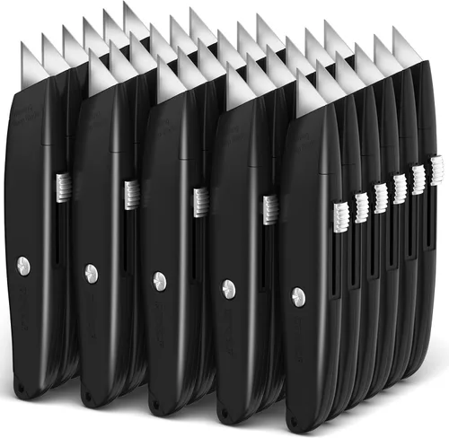 Vista 22 de DIYSELF Paquete de 2 cuchillos utilitarios, cortador retráctil, resistente (naranja)