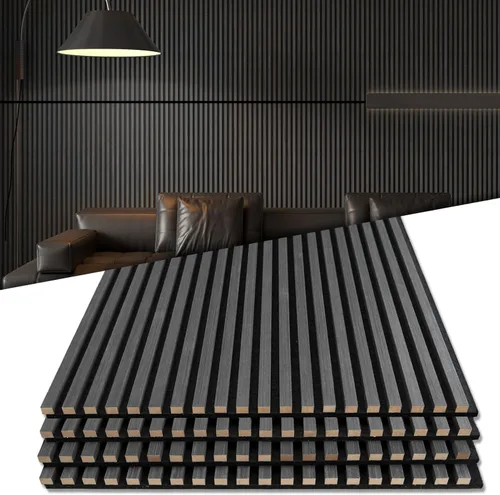 Vista 11 de Art3d Paquete de 2 paneles acústicos de madera de 48 x 24 pulgadas para pared, paneles de listones de madera insonorizados para pared y techo