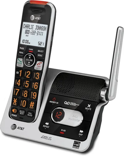 Vista 12 de AT&T BL102 DECT 6.0 Teléfono inalámbrico para el hogar con contestador, bloqueo de llamadas, locutor de identificación de llamadas, asistencia