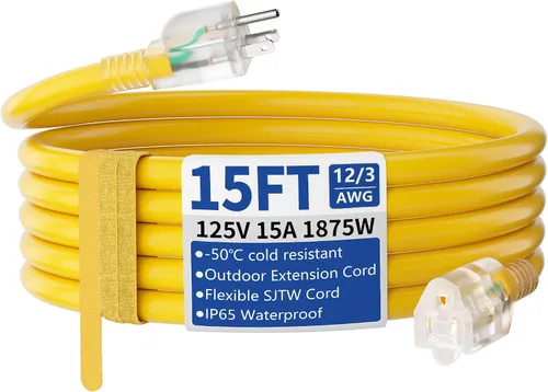 Vista 19 de Cable de extensión de 50 pies para exteriores/interiores con Amarillo