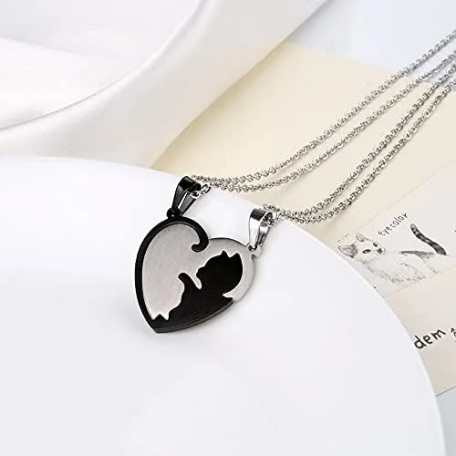 Vista 4 de Regalo de aniversario de Navidad para amigos, marido, esposa, collar de amistad de gato para 2 niñas y niños, collares a juego para mejores amigos