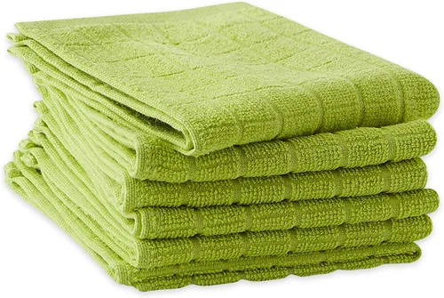Vista 2 de DII Basic Terry Collection - Juego de paños de cocina sólidos para ventana, 12 x 12, aguacate, 6