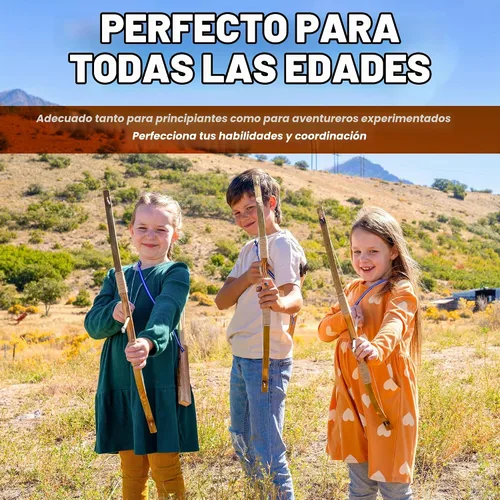 Vista 4 de Adventure Awaits! - Juego de 2 arcos y flechas de madera hechos a mano para niñas - 20 flechas de madera y 2 carcajes - para jugar al aire libre