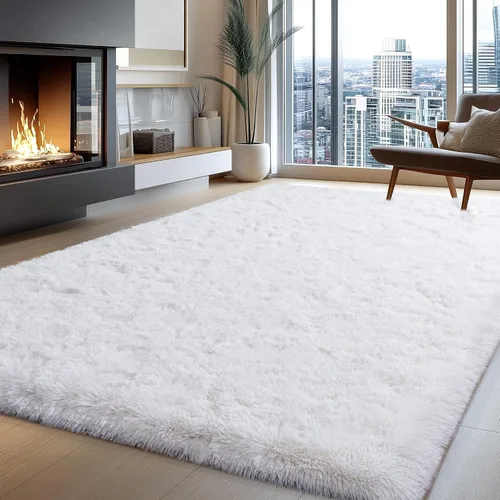 Vista 40 de Alfombras lanudas para dormitorio, sala de estar, dormitorio universitario, habitación de niños, decoración, alfombra suave y moderna