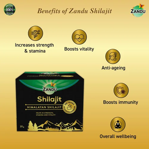 Vista 9 de Zandu Resina Shilajit del Himalaya Suplemento natural a base de plantas para energía, fuerza y rendimiento físico Apoya el estilo de vida activo