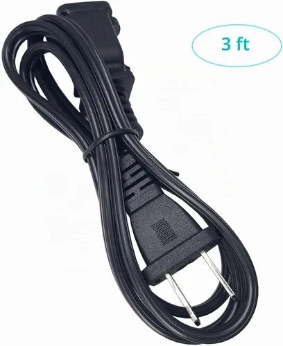 Vista 2 de Cable de extensión pequeño de 3 pies, corto de dos puntas, negro macho hembra 18 AWG cable de alimentación de CA polarizado para interiores, NEMA
