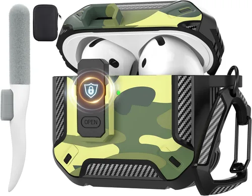 Vista 86 de Maxjoy Funda para AirPods Pro 3 2025, MagSafe compatible con bloqueo automático, funda protectora a prueba de golpes con soporte para teléfono