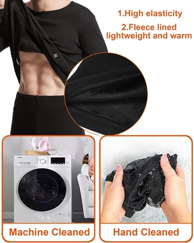 Vista 7 de TRUNYAQI Conjunto de ropa interior térmica térmica eléctrica para hombre, ropa interior deportiva de invierno al aire libre con batería