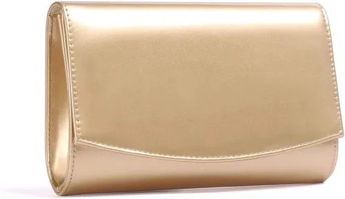 Vista 12 de WALLYN'S Carteras del cuero de la patente de las mujeres de la moda de los monederos del embrague, color sólido Fashion