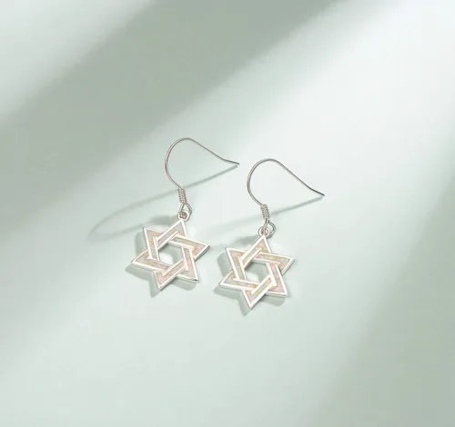 Vista 3 de FANCIME Collar de plata de ley con ópalo de fuego aretes colgantes pulsera de Danity piedra natal de octubre joyería fina para mujer