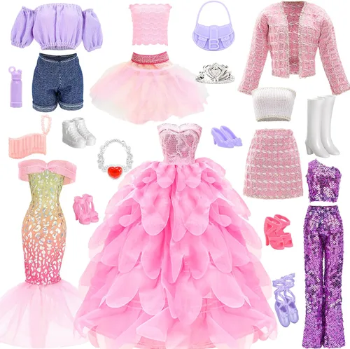 Vista 10 de 5 elegantes trajes de muñeca y 10 accesorios para muñecas de 11.5 pulgadas Negro