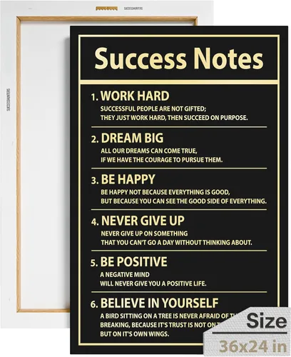 Vista 34 de Decoración de pared motivacional - 10 reglas para el zen - Arte colgante para oficina y dormitorio, decoración de pared inspiradora, obra de arte