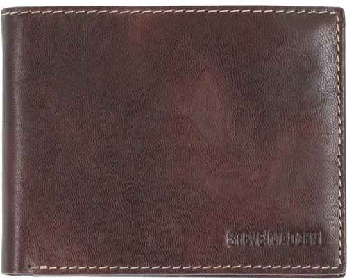 Vista 9 de Steve Madden Cartera delgada de cuero para hombre con bolsillos abatibles adjuntos de capacidad adicional Negro (guante)