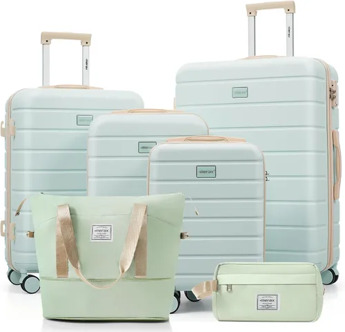 Vista 76 de Merax 3 piezas expandible ABS Hardshell equipaje Sets Spinner Wheel Maleta TSA Lock Suit Case, Apertura frontal negra, Juego de 2 piezas, Maleta