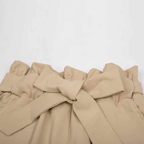Vista 3 de KANCY KOLE - Pantalones paper bag de cintura alta y con bolsillos para mujer, con lazo, estilo casual, pantalones hasta el tobillo de la talla S a