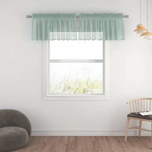 Vista 88 de UPOPO Paneles de Cortina Beige Pequeños Cortinas Transparentes de Gasa de 16 Pulgadas de Largo Cortinas de Cocina de Voile con Textura de Lino
