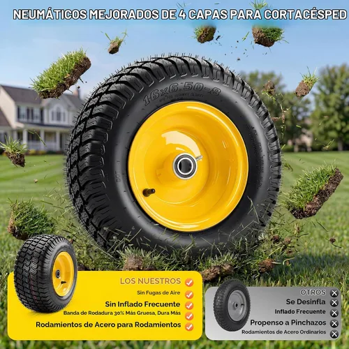 Vista 7 de YITAMOTOR 16X6.50-8 Rueda de cortacésped y conjuntos de neumáticos, 4 capas Amarillo