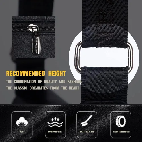 Vista 4 de Leathario Bolso cruzado para hombre, de cuero vegano, pequeño, bolso de hombro, bolso lateral para trabajo, negocios, viajes diarios, Negro-1042