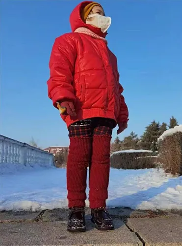 Vista 5 de Calentadores de piernas para niños y niñas, calentador de piernas grueso y cálido para el invierno frío