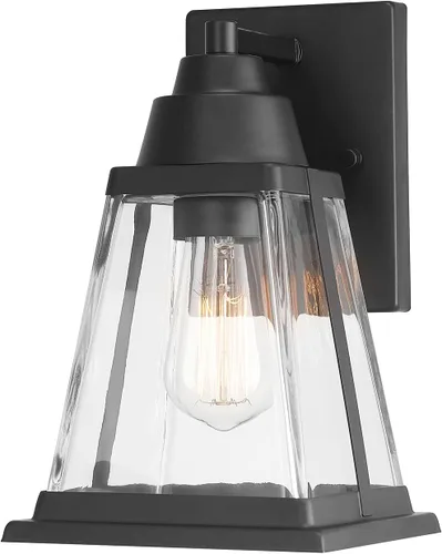 Vista 12 de GLOBE Electric 60000029 Aplique de pared para exteriores de 1 luz, negro mate, pantalla de vidrio transparente, luz de porche, luces de pared