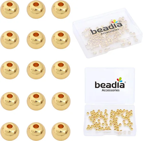 Vista 35 de BEADIA - Cuentas espaciadoras redondas bañadas en oro de 14 quilates, 2 mm, 600 piezas para hacer joyas sin decoloración