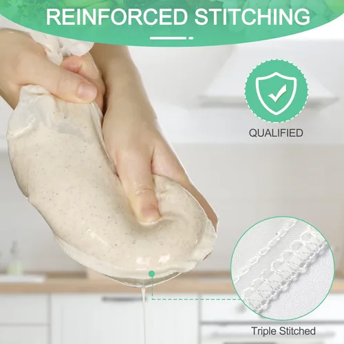 Vista 5 de Paquete de 3 bolsas de leche de nuez de 14 x 14 pulgadas, extra grandes, reutilizables, coladores de alimentos, bolsas de nueces para colar leche