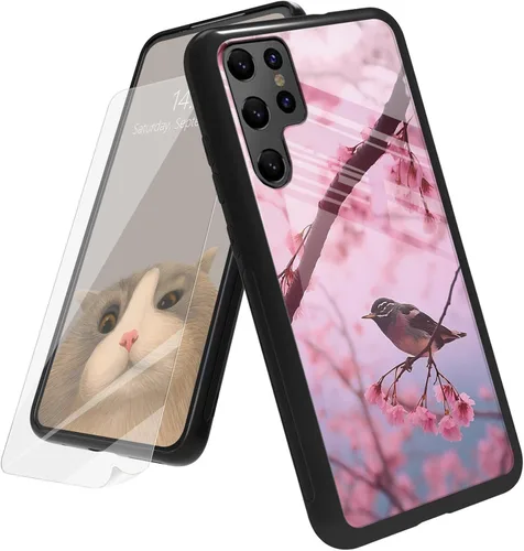 Vista 29 de Funda para Samsung Galaxy A12 5G con protector de pantalla, parte trasera de vidrio templado + TPU de silicona suave que absorbe los golpes