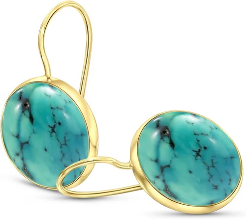 Vista 10 de Aretes de Piedras Preciosas de Oro de 14K - Aretes de Oro Sólido - Aretes de Oro de 14K para Mujeres - Aretes Llamativos - Aretes Colgantes de Oro