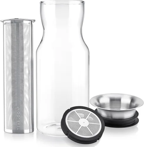 Vista 7 de Teabloom Jarra multibebida (40 onzas/1.2 L/4-5 tazas) – Prepara y sirve té helado, té frío y agua con infusión de frutas – Jarra de ciprés