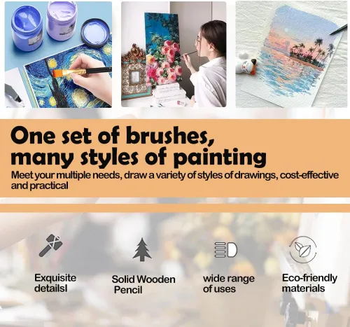 Vista 7 de Artist Paint Brush Set of 17- Nylon Hair and 12 Different Sizes for Acrylic, Oil, Watercolor and Gouache Painting, 17pcs Paint Brushes with Extra