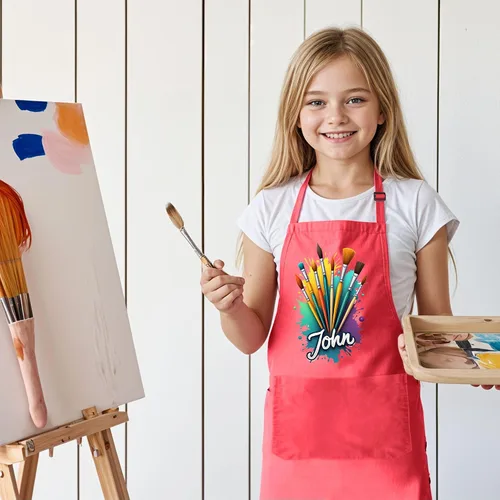 Vista 3 de Delantal para niños con nombre personalizado, ideal para pintar y manualidades, regalo de Navidad unisex para niños y niñas, relleno perfecto