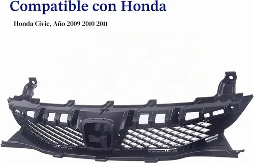 Vista 3 de Conjunto de parrilla delantera para Honda Civic Sedan 09-11, carcasa negra